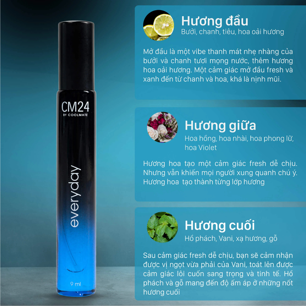 Nước hoa nam CM24 EVERYDAY / ACTIVE DAY / SPECIAL DAY Eau de Parfum 9ml/chai - 3 mùi hương