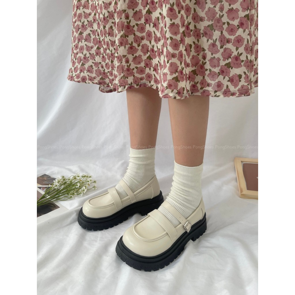 Giày Búp Bê đế cao có quai Vintage Pong Shoes - FULL BOX - Mã 1527