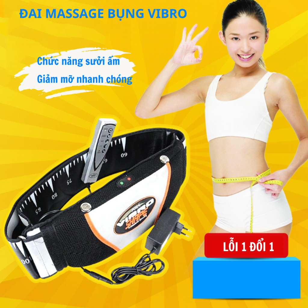 Máy Massage bụng KAW, Đai massage Vibro Shape rung giảm mỡ 2 trong 1‎ Công Nghệ Rung Cơ Học - Tỏa Nhiệt Sauna