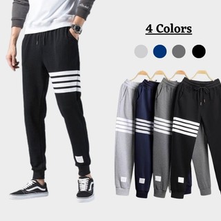 Quần thể thao nam THOM joger 3 sọc chất liệu cotton tổ ong cao cấp dày dặn form dáng trẻ trung - LED BOS