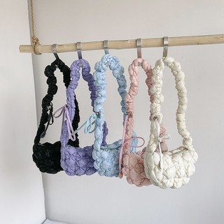 Túi đeo chéo size nhỏ gọn mini vải phao ô vuông phong cách hàng quốc dễ thương màu hồng đen tím xanh trắng