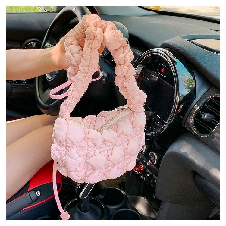 Túi đeo chéo size nhỏ gọn mini vải phao ô vuông phong cách hàng quốc dễ thương màu hồng đen tím xanh trắng