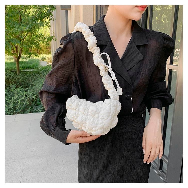 Túi đeo chéo size nhỏ gọn mini vải phao ô vuông phong cách hàng quốc dễ thương màu hồng đen tím xanh trắng
