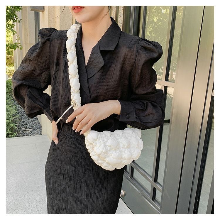 Túi đeo chéo size nhỏ gọn mini vải phao ô vuông phong cách hàng quốc dễ thương màu hồng đen tím xanh trắng