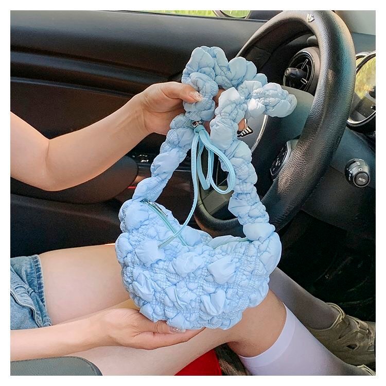 Túi đeo chéo size nhỏ gọn mini vải phao ô vuông phong cách hàng quốc dễ thương màu hồng đen tím xanh trắng