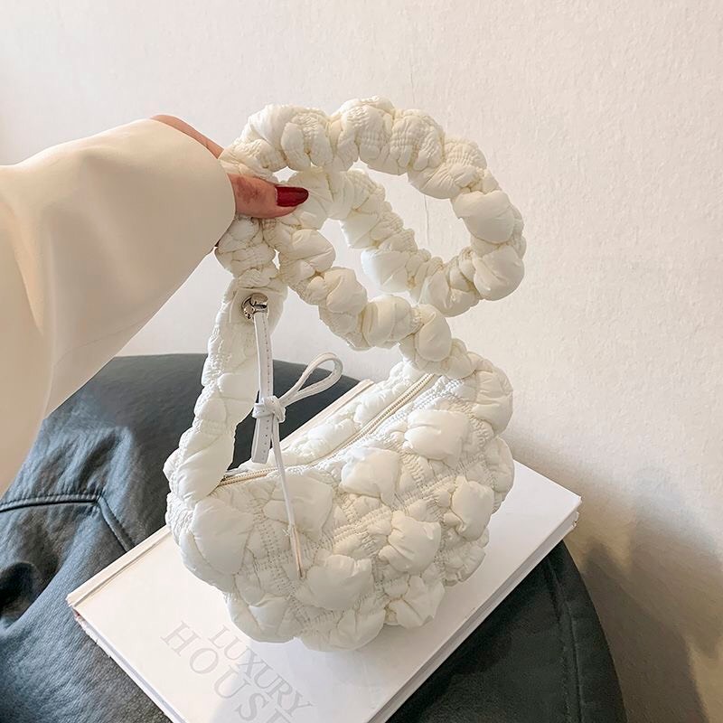 Túi đeo chéo size nhỏ gọn mini vải phao ô vuông phong cách hàng quốc dễ thương màu hồng đen tím xanh trắng