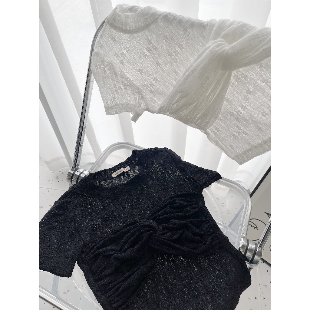 Áo thun ren mỏng nhẹ Gemboutique 2 tone màu basic cực sang xinh - LUMI TOP