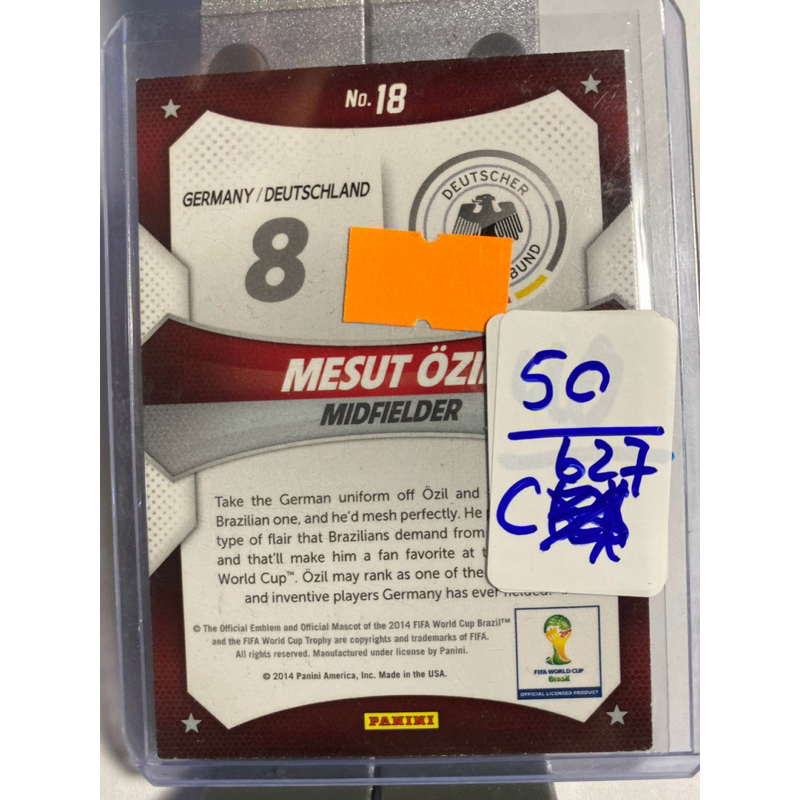 Thẻ #C627 Mesut Ozil GER Panini Prizm WC 2014