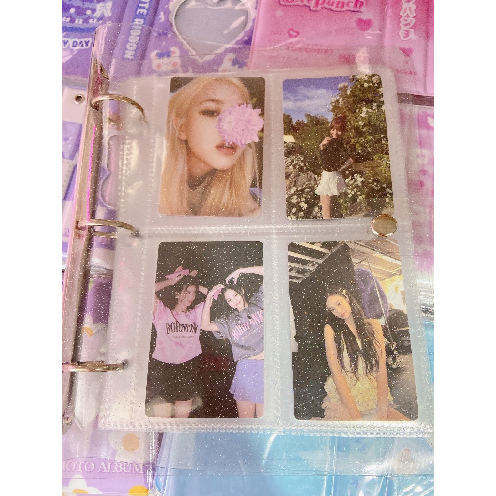 Binder A5 / Collect Book / Sổ Còng Bìa Kim Tuyến Nhũ Lấp Lánh Đựng Ảnh Card Thẻ Bài K-pop Sưu Tầm Kèm 12 Sheet 96 Ô
