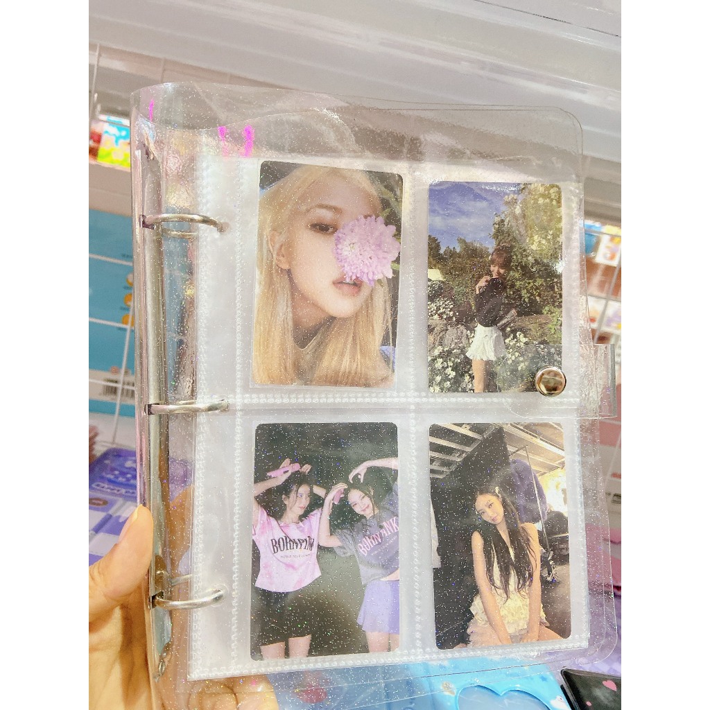 Binder A5 / Collect Book / Sổ Còng Bìa Kim Tuyến Nhũ Lấp Lánh Đựng Ảnh Card Thẻ Bài K-pop Sưu Tầm Kèm 12 Sheet 96 Ô
