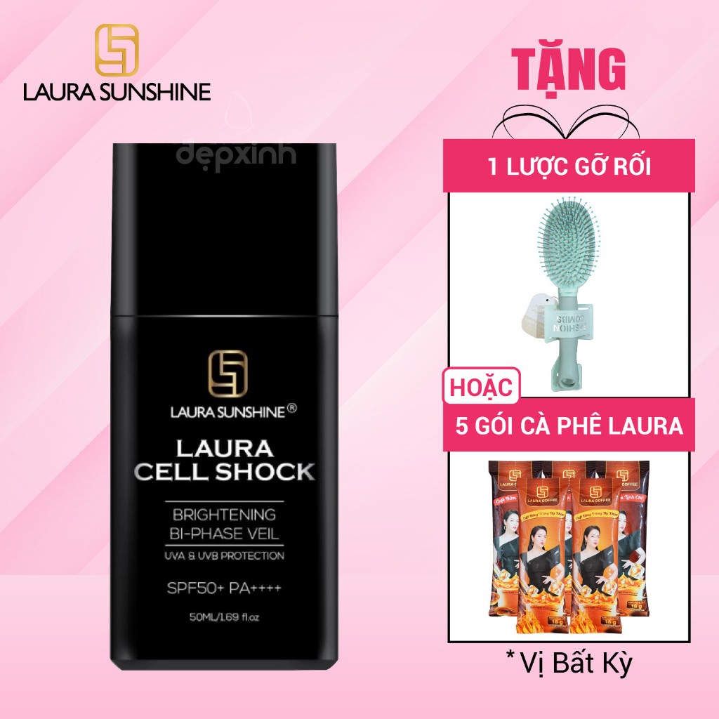 Kem chống nắng tế bào gốc Laura Sunshine Cell Shock Brightening Bi-Phase Veil SPF50+ PA++++ 50ml