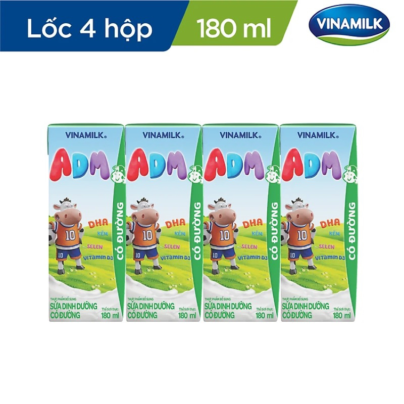 Thùng sữa Vinamilk ADM có đường 48 hộp 180ml