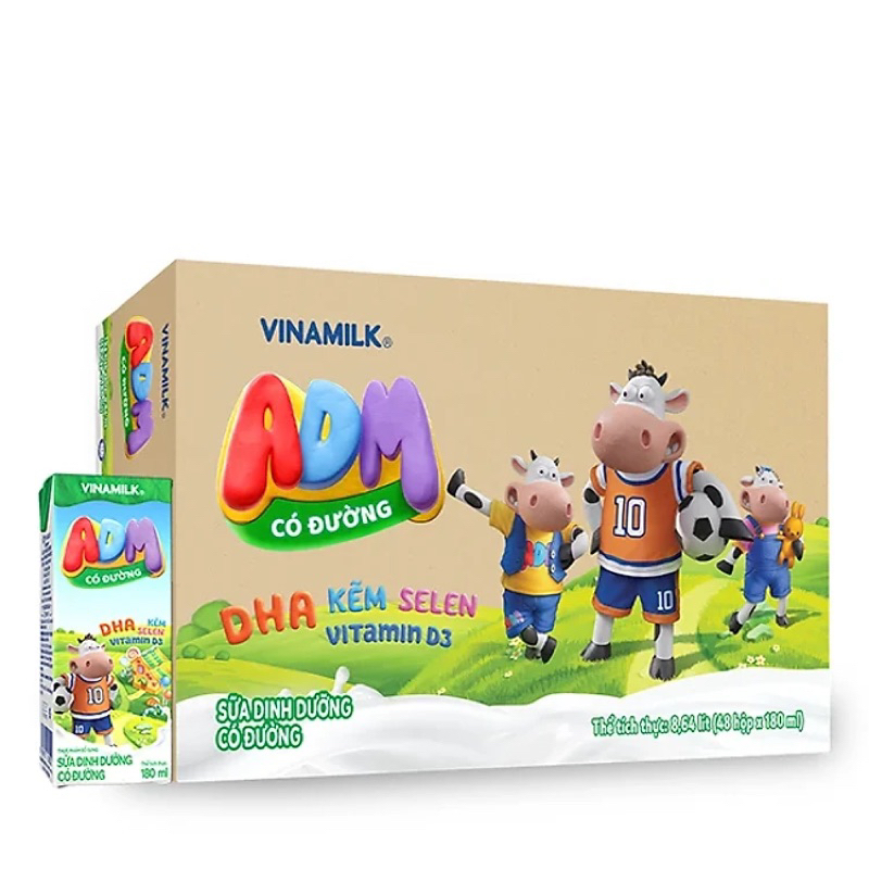 Thùng sữa Vinamilk ADM có đường 48 hộp 180ml