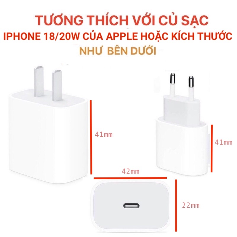 Bộ Phụ Kiện Bảo Vệ Củ Sạc Và Đầu Cáp Sạc Bằng Silicon Cho Sạc Nhanh IPHONE PD 18W/20W Họa Tiết Hoạt Hình Dễ Thương