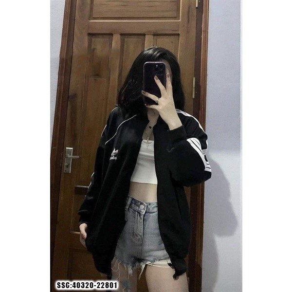 Áo Khoác adidas 3 Sọc Trắng Kẻ Tay Thêu Trước Ngực - Áo Khoác Nam Nữ Phong cách trẻ Hot Trend
