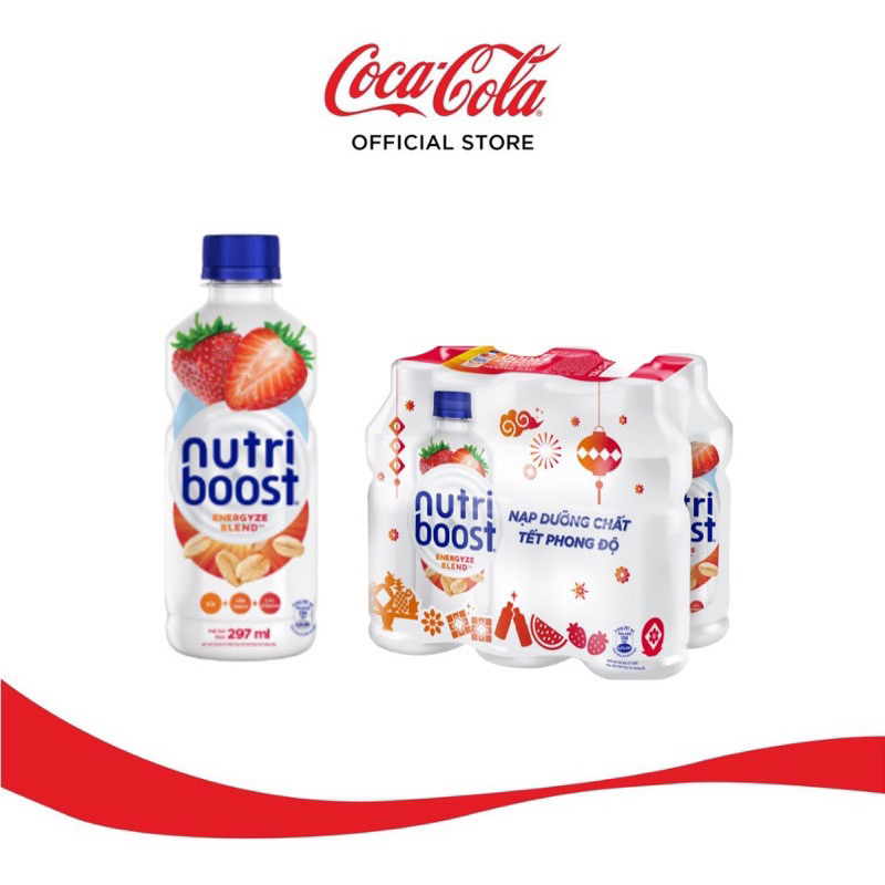 Thùng 24 Chai Sữa Nutriboost Thế Hệ Mới Hương Cam/ Hương Dâu / Hương Bánh Quy Kem (297ml/chai)