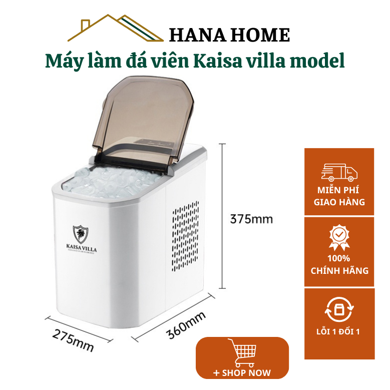 Máy làm đá viên cao cấp Kaisa Villa, làm đá siêu nhanh, tiện dụng, bảo hành 12 tháng