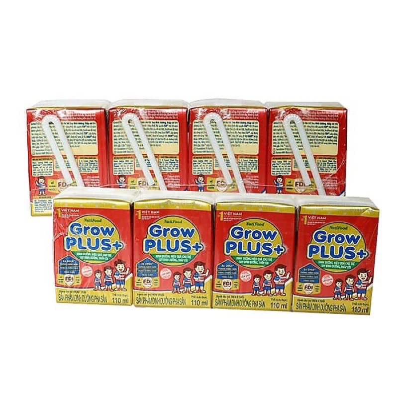 Lốc NutiFood Grow plus+ đỏ 4 hộp 110ml