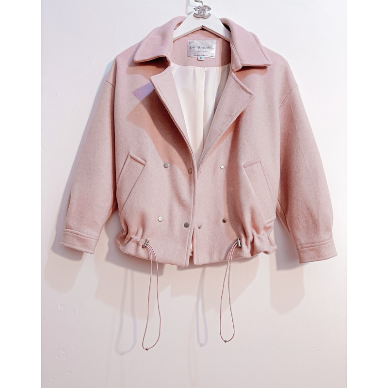 Blazer croptop dạ hồng pastel