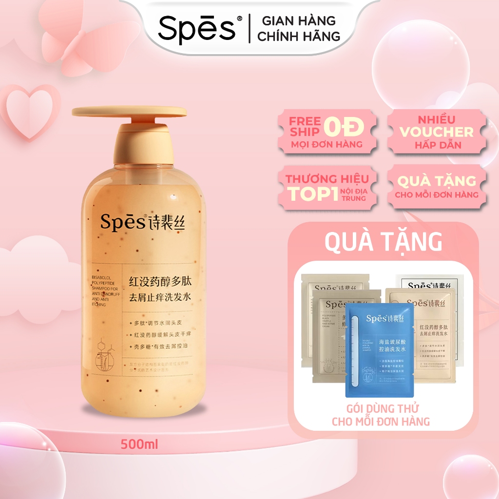 Dầu gội SPES Polypeptide sạch gàu giảm ngứa cho tóc khô, da đầu nhạy cảm 500ml