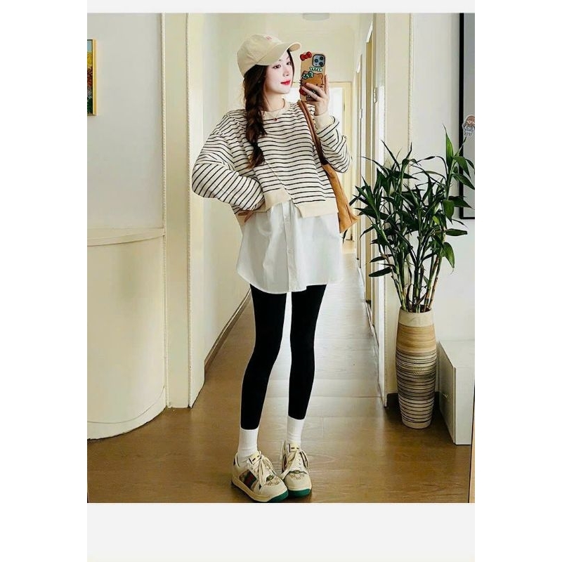 Áo bầu thu đông dài tay Da cá Ấm áp DT