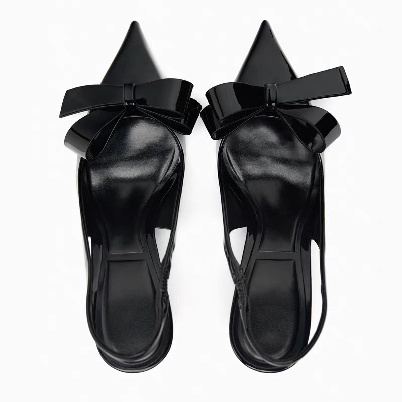 Giày cao gót mũi nhọn gắn nơ thời trang nữ