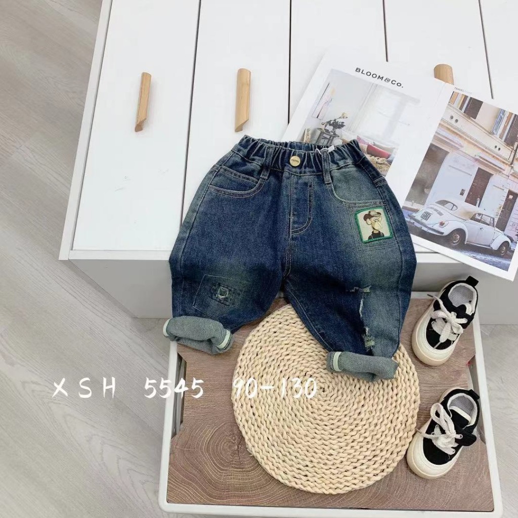 Quần jeans bé trai bé gái loại đẹp có co giãn shop sukun Quần bò cho bé kunkid