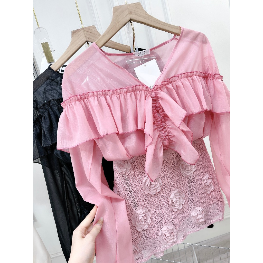 Siêu phẩm sét sơ mi tơ bèo mix chân váy ren hoa DN981