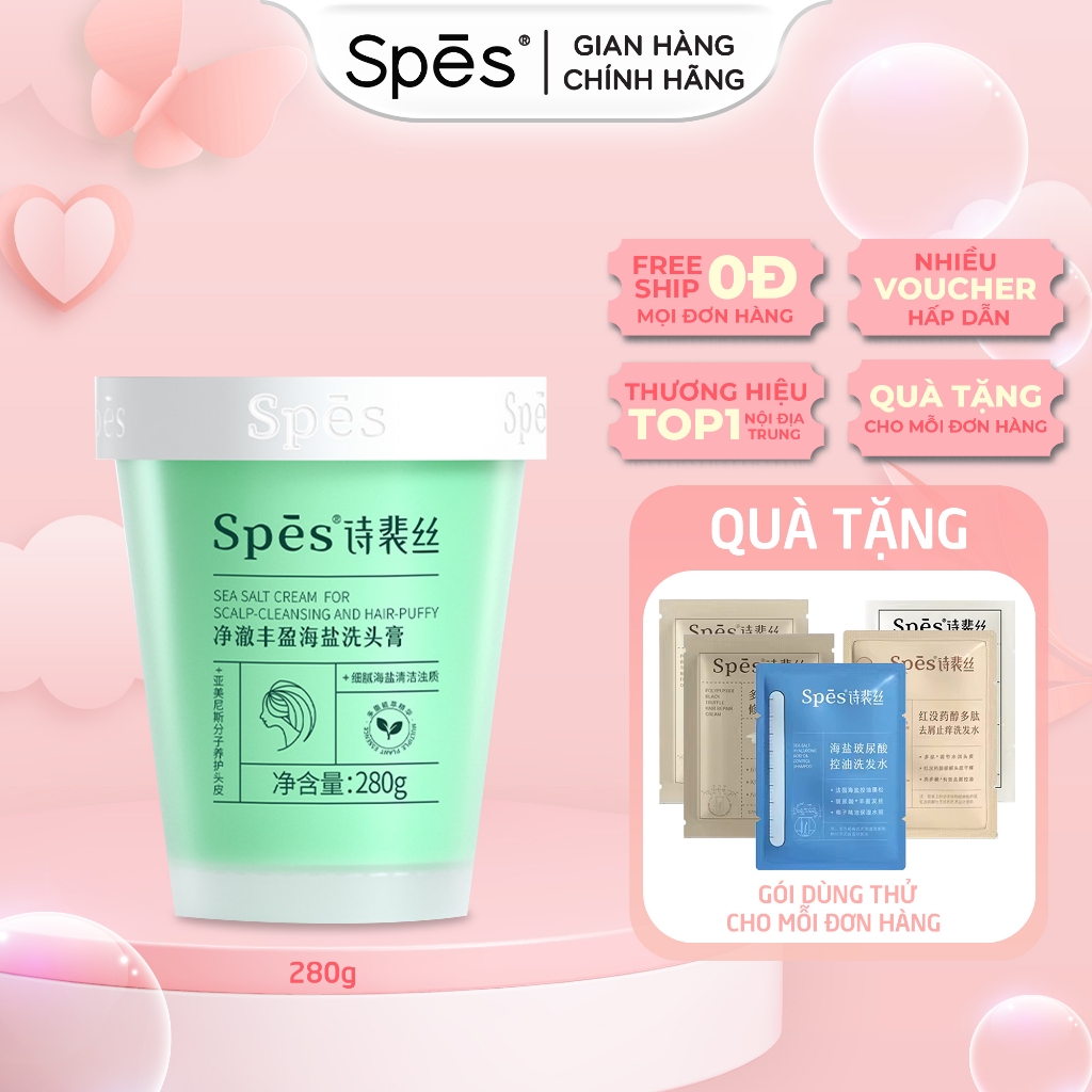 Tẩy tế bào chết da đầu SPES - Dầu gội muối biển cho tóc bết dầu nặng Hương Lan Nam Phi 280g