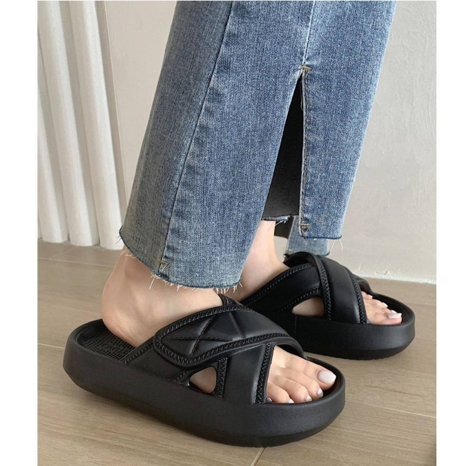 Dép nữ quai chéo chất liệu cao su EVA siêu nhẹ,Dép bánh mì đế 4cm TB188