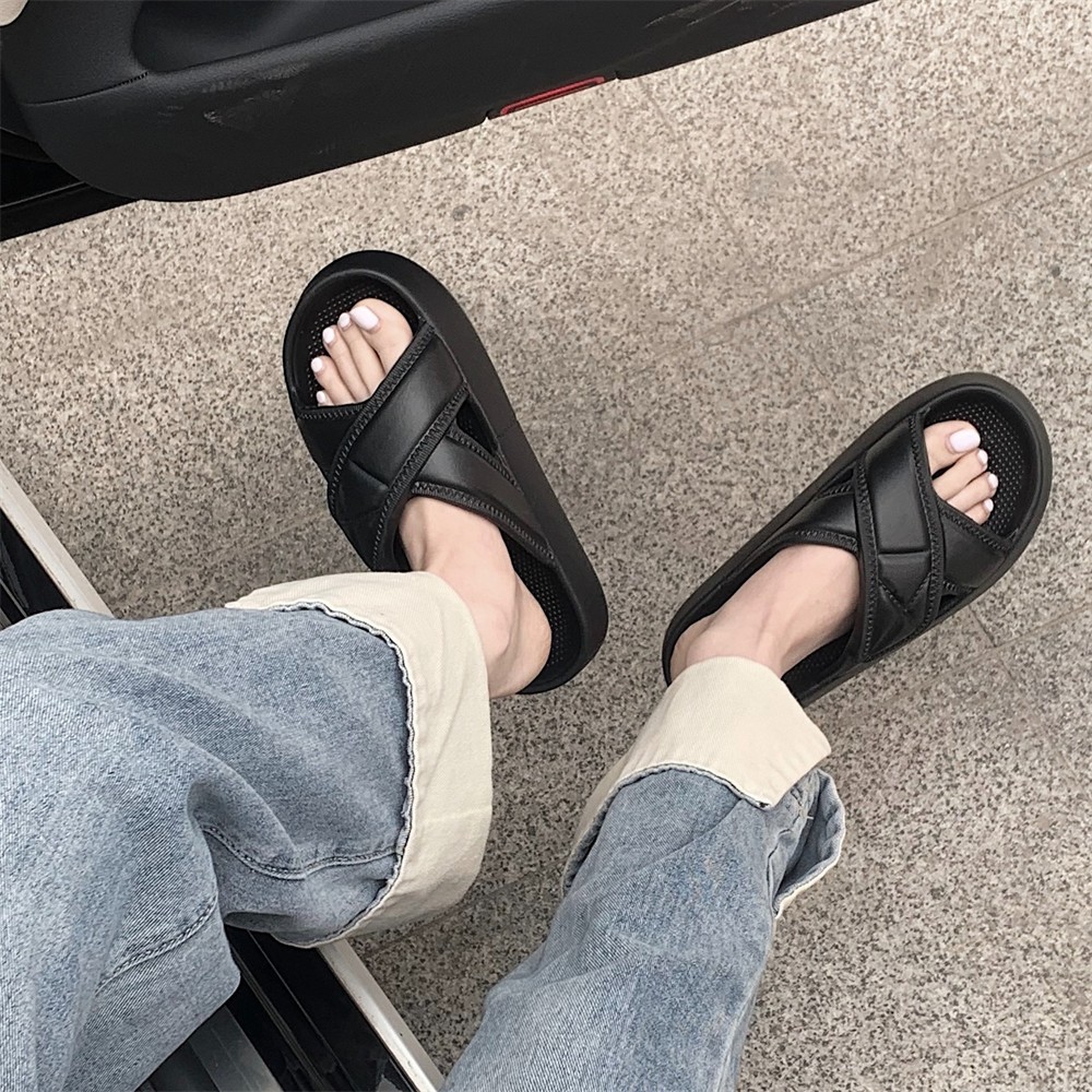 Dép nữ quai chéo chất liệu cao su EVA siêu nhẹ,Dép bánh mì đế 4cm TB188