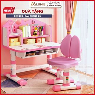 [Tặng chống cằm ] bàn học sinh trẻ em lumili A06 bộ bàn học thông minh chống gù chống cận cho bé nâng hạ độ cao
