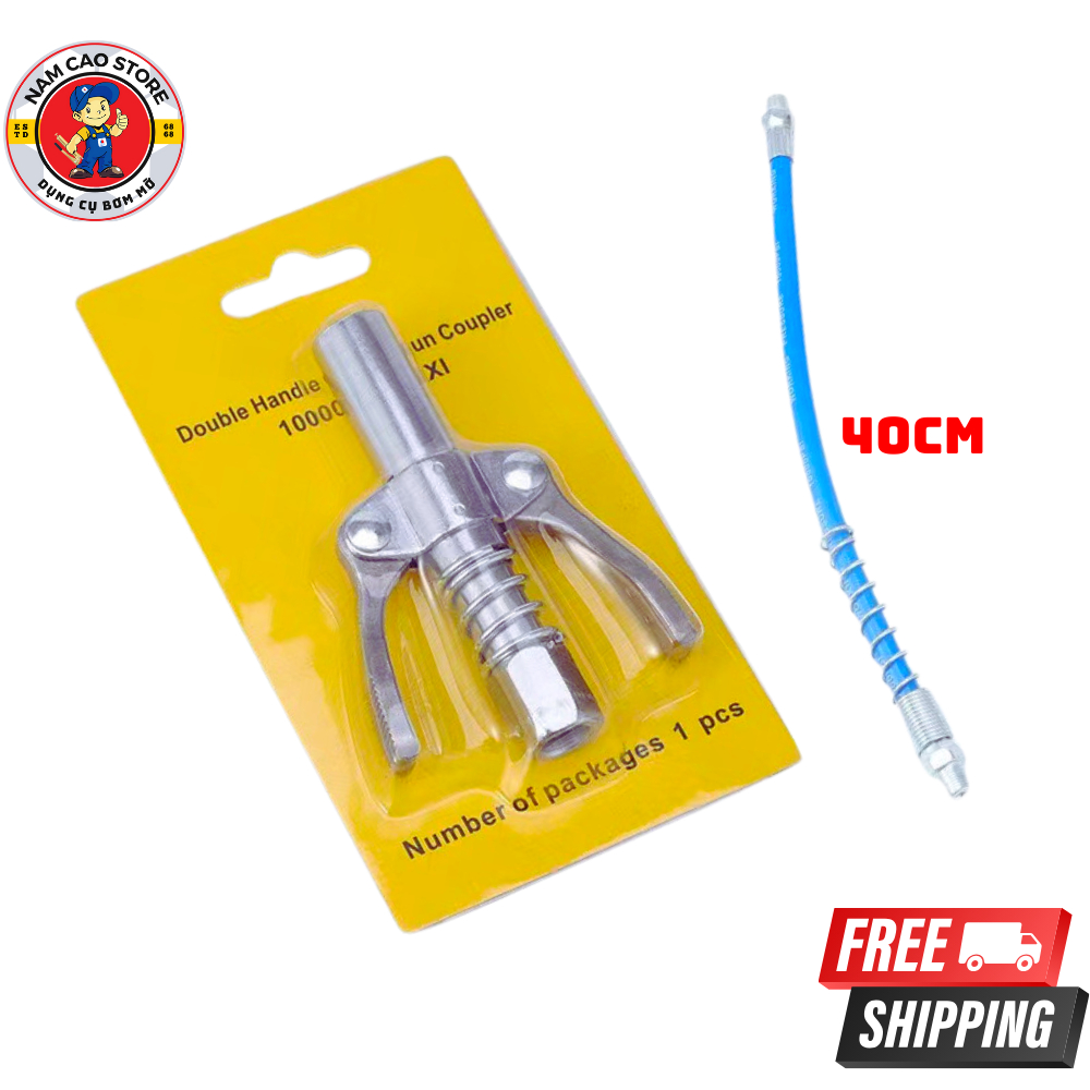 Đầu bơm mỡ bò 2 cánh 6 chấu chất liệu thép không rỉ đầu kẹp bơm mỡ 6li 8li 10li 12li dùng cho các loại bơm mỡ bò