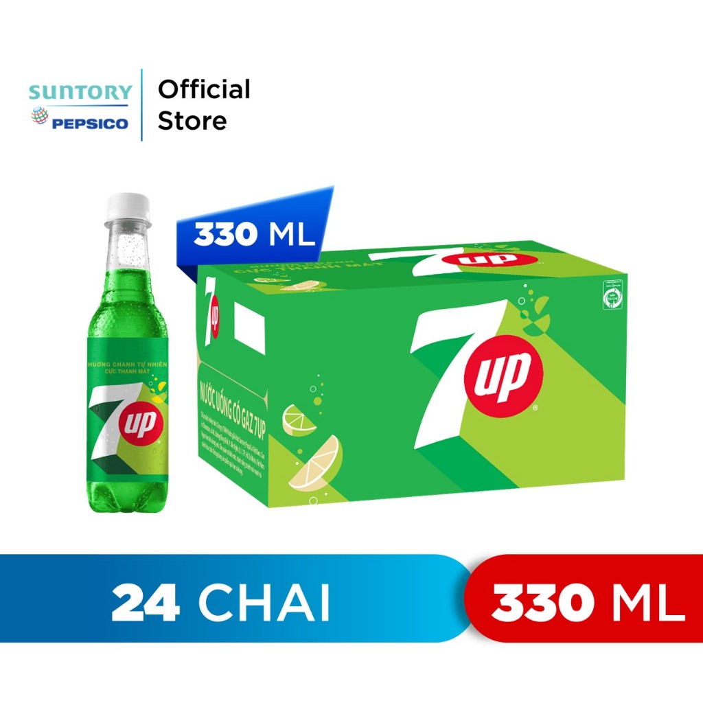 [HN]Thùng 24 Chai Nước Nước Ngọt Có Gaz 7Up (330ml/chai)