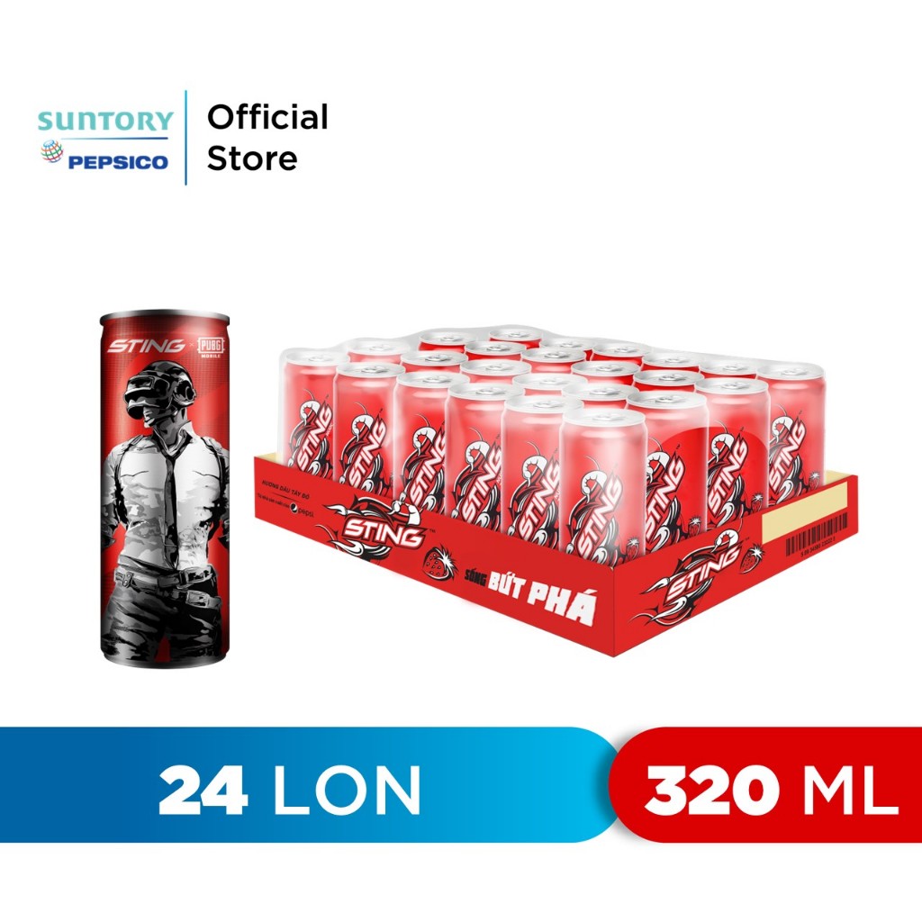 [HCM |ĐN |HN]Thùng 24 Lon Nước Tăng Lực Sting Dâu (320ml/lon)