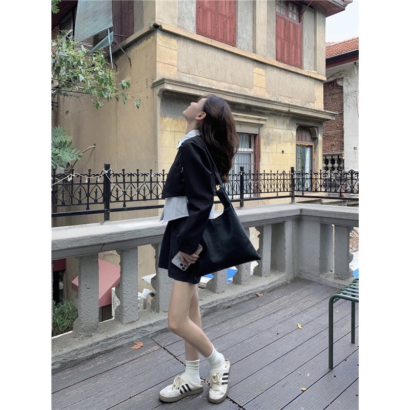 Set áo sơ mi nữ phối blazer dài tay dáng croptop - Retrostyle.vn - Setsomiphoiblazer517_P0K49