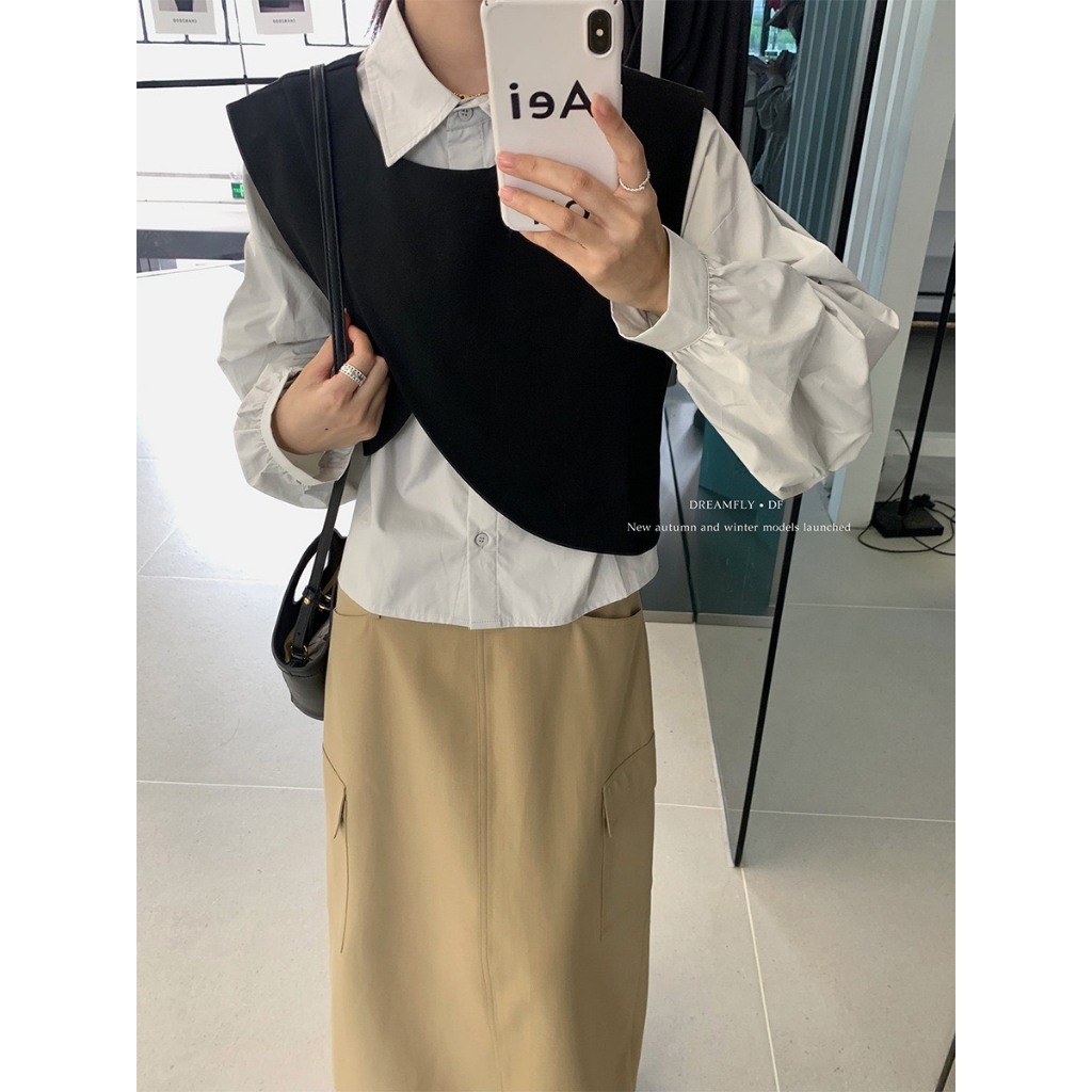 Set 2 món áo sơ mi mix gile nỉ tăm - Retrostyle.vn - Set2monSmkemGL051_P7K4