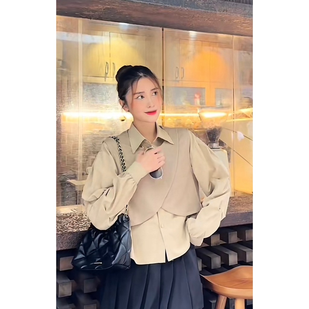 Set 2 món áo sơ mi mix gile nỉ tăm - Retrostyle.vn - Set2monSmkemGL051_P7K4
