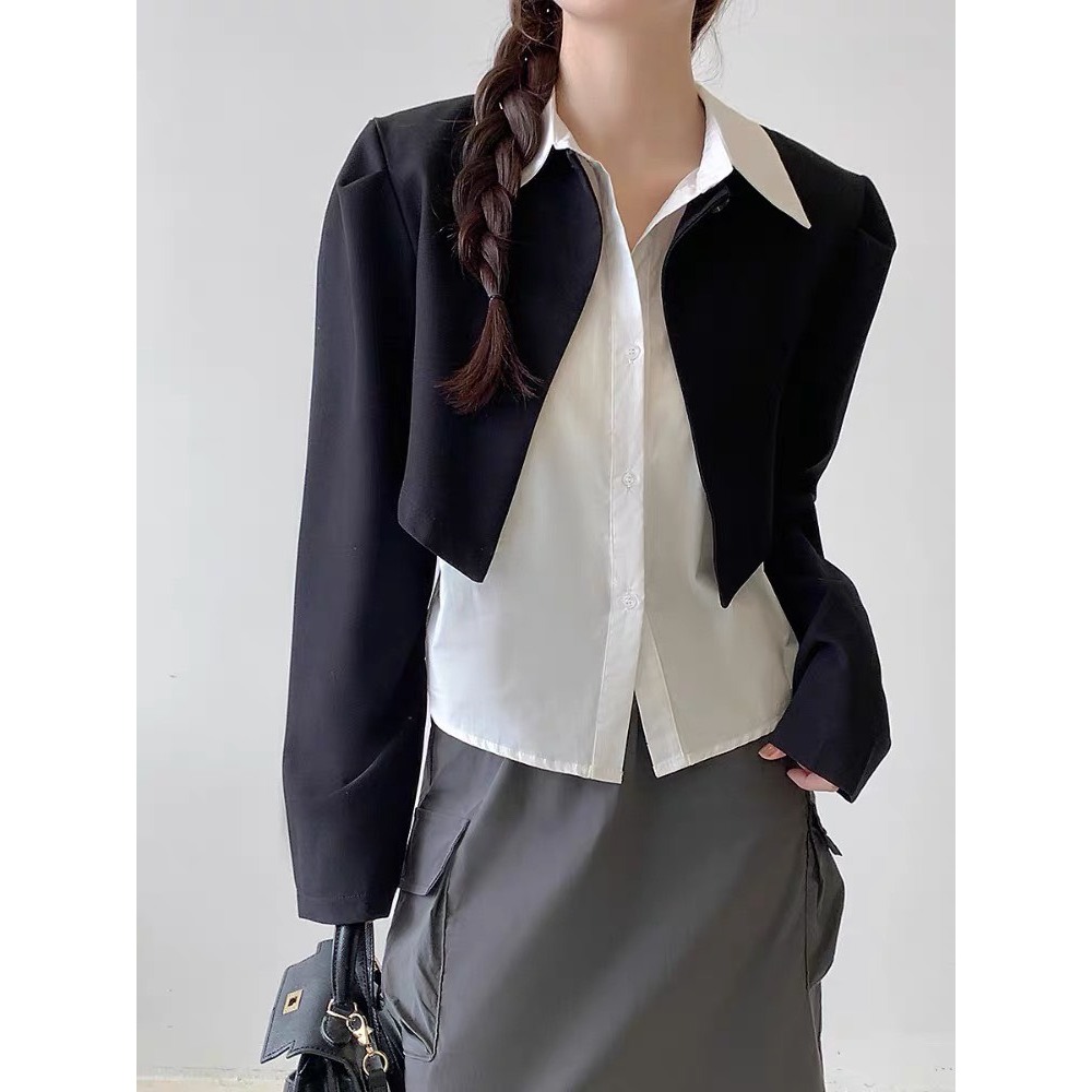 Set áo sơ mi nữ phối blazer dài tay dáng croptop - Retrostyle.vn - Setsomiphoiblazer517_P0K49
