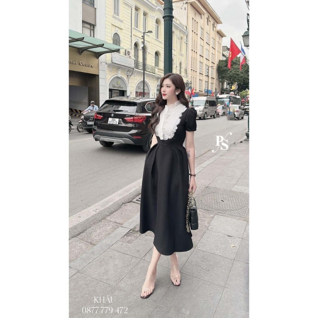 Mã V210 váy tuyết mưa phối ren kèm tang