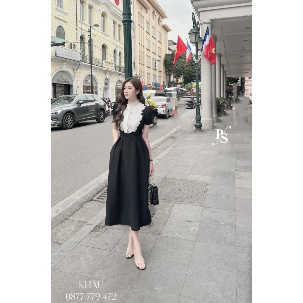 Mã V210 váy tuyết mưa phối ren kèm tang