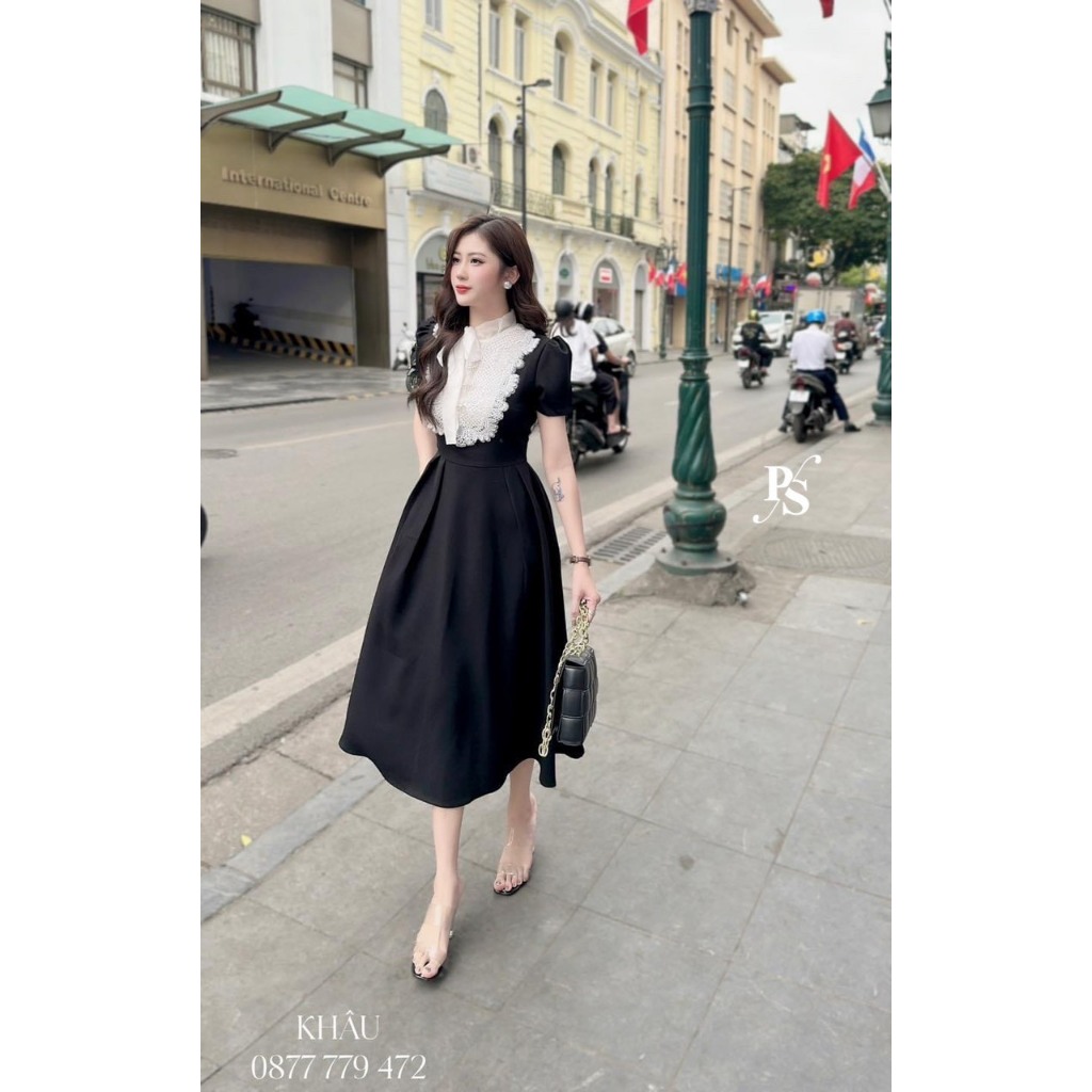 Mã V210 váy tuyết mưa phối ren kèm tang