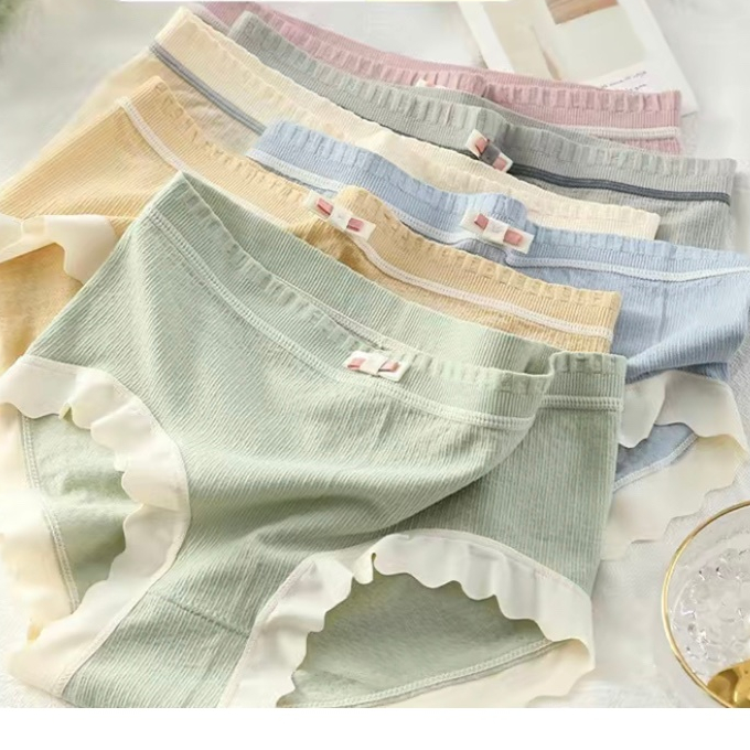Combo 5- 10 quần lót nữ cotton viền pha có lót kháng khuẩn co dãn từ 45-60kg ( viền pha)