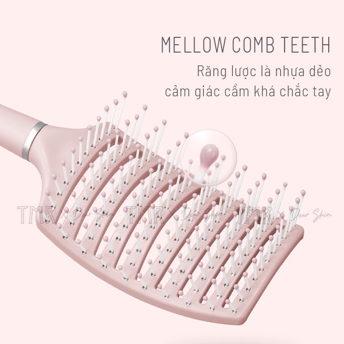 Lược Chải Tóc Gỡ Rối Angel Pink TMR Lược Massge Có Túi Đêm Khí, Lược Chuyên Dụng Cho Tóc Xoăn, Hồng Xinh Xắn