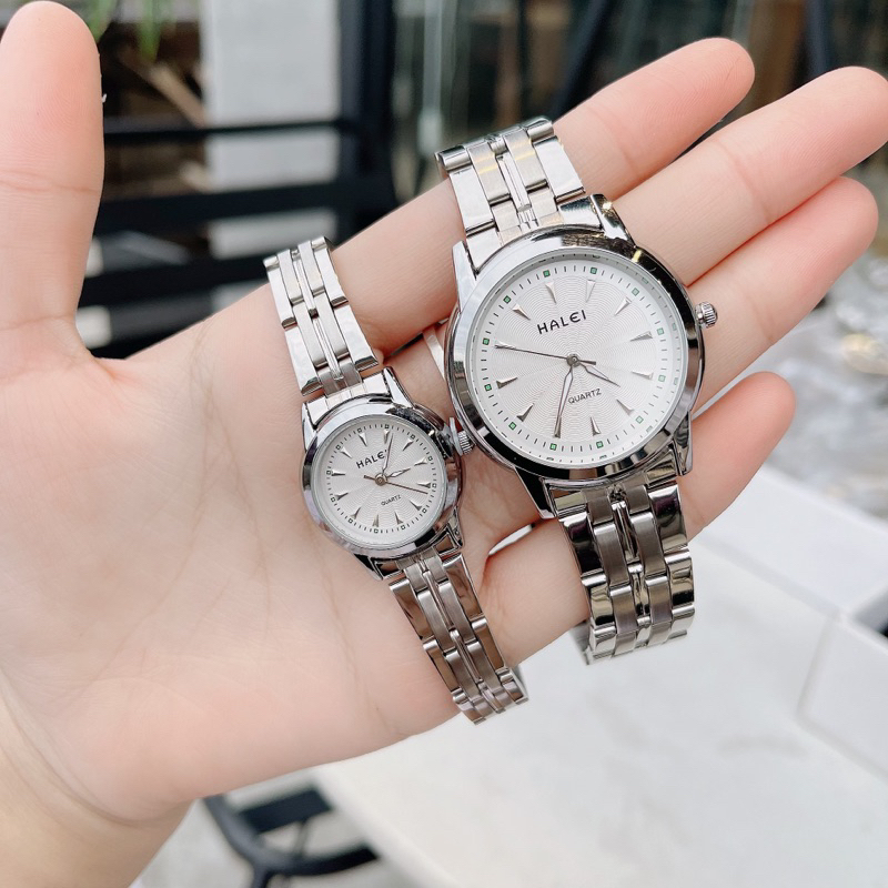 Đồng hồ cặp đôi Hale Ah348 dây thép máy nhật chống nước tốt