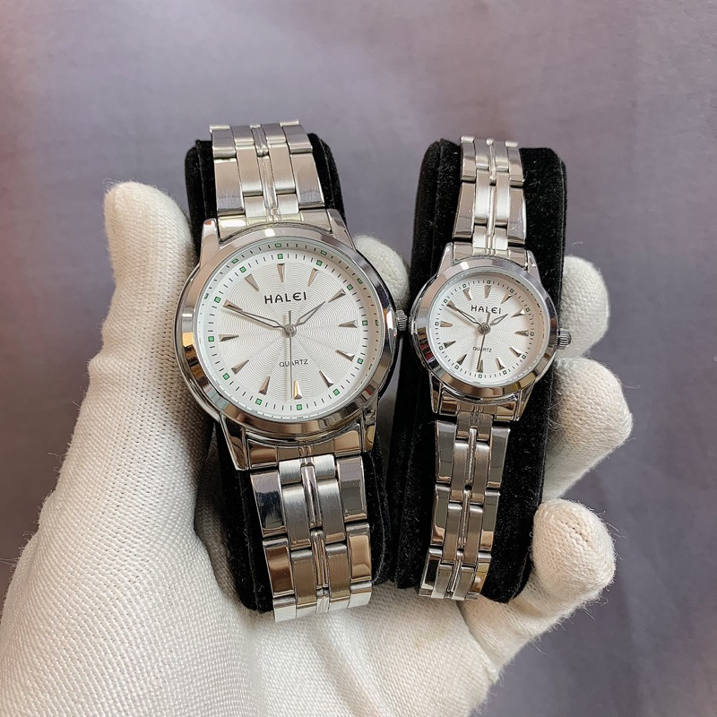 Đồng hồ cặp đôi Hale Ah348 dây thép máy nhật chống nước tốt