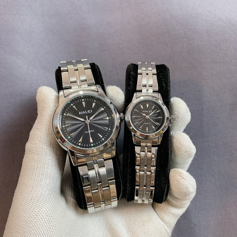 Đồng hồ cặp đôi Hale Ah348 dây thép máy nhật chống nước tốt
