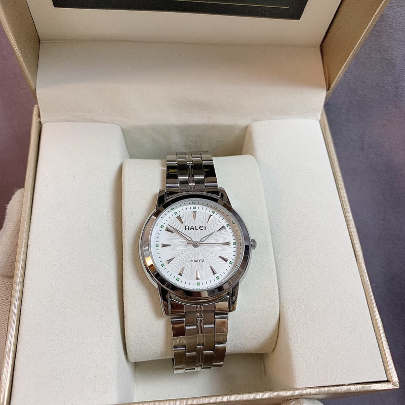 Đồng hồ cặp đôi Hale Ah348 dây thép máy nhật chống nước tốt