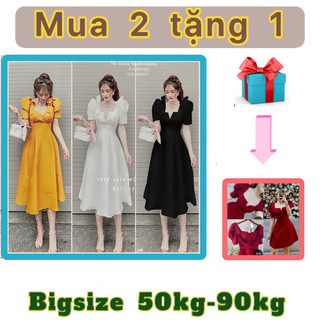 [Shop bigsize nữ 60kg-90kg] Đầm trắng dài qua gối đi tiệc, đám cưới, maxi trắng đi biển