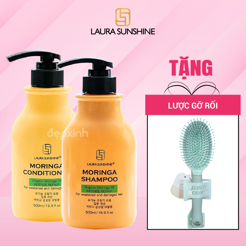 Bộ đôi dầu gội xả chùm ngây bảo vệ phục hồi tóc - MORINGA Laura Sunshine